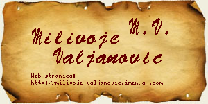 Milivoje Valjanović vizit kartica